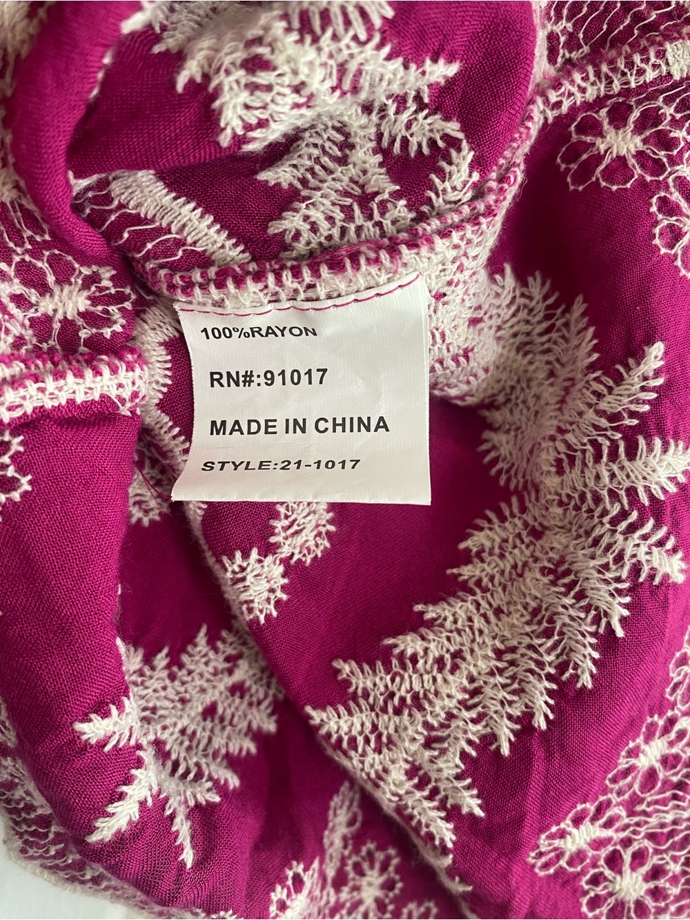 Solitaire Magenta Floral Embroidered Peasant Blouse - Picture 6 of 6